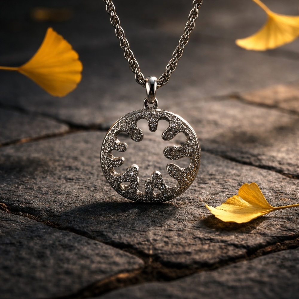 *NEW* Circle Marquise Rhinestone Pendant Necklace
